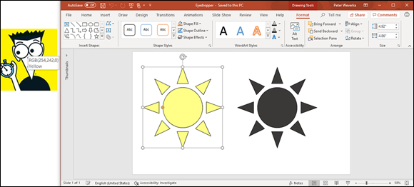 Illustration of using the eyedropper to select an onscreen color.