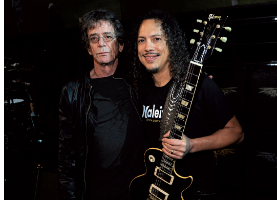 Lou Reed with Kirk Hammett at the second of the Rock and Roll Hall of Fame’s 25th Anniversary Concerts at Madison Square Garden, New York, October 30, 2009.