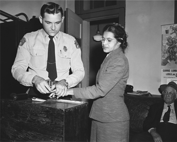 Figure 13.2 Where it all began. Rosa Parks being fingerprinted in Montgomery, Alabama, for refusing to move to the back of the bus on September 1, 1955.