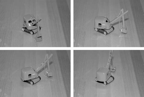 Photograph four sides of an object with a stationary camera for a "spinning" effect