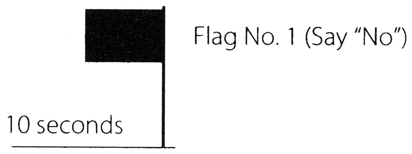 10 seconds lead up to Flag No. 1 (Say “No”)