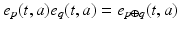 
$$\displaystyle{e_{p}(t,a)e_{q}(t,a) = e_{p\oplus q}(t,a)}$$

