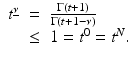 
$$\displaystyle\begin{array}{rcl} t^{\underline{\nu }}& =& \frac{\Gamma (t + 1)} {\Gamma (t + 1-\nu )} {}\\ & \leq & 1 = t^{0} = t^{N}. {}\\ \end{array}$$
