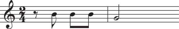 Schematic illustration of the musical notes for the Da-da-da-DU- perhaps the shortest and most famous motif ever.