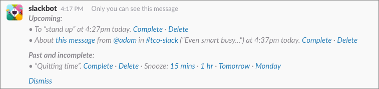 **Figure 129:** The reminder list shows both reminders you entered and those that other people have entered for you, as well as overdue reminders that you haven’t marked as complete.