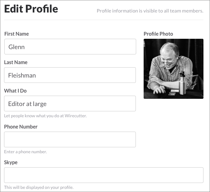 **Figure 10:** You can expand your profile with useful details, such as how to reach you outside of Slack.