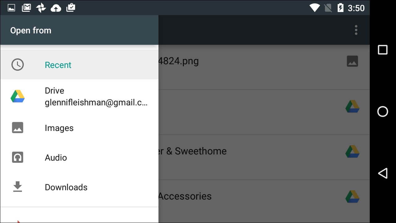 **Figure 61:** In Android, Slack allows fewer types of file uploads than it does in iOS.