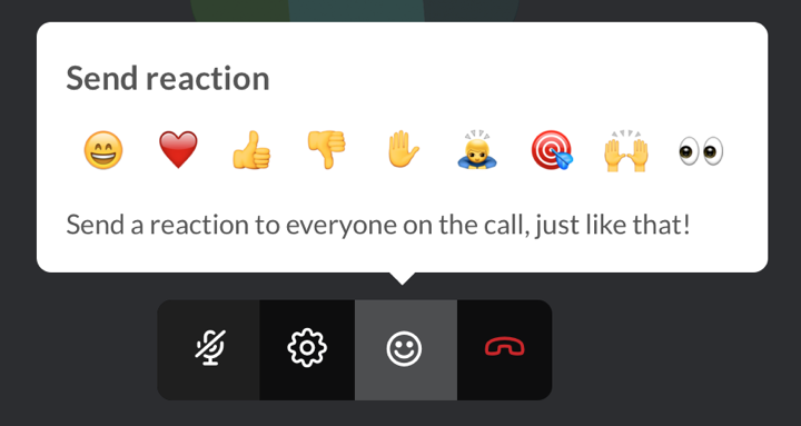 **Figure 82:** Slack made a fascinating set of choices for its call reaction icons.