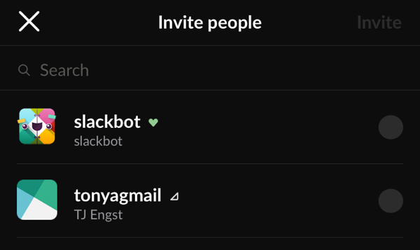 **Figure 83:** You can’t invite Slackbot to a call! But other humans are listed, including guests.