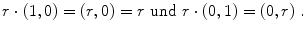 $$ r \cdot (1,0) = (r, 0) = r \text{ und } r \cdot (0, 1) = (0, r)\;. $$