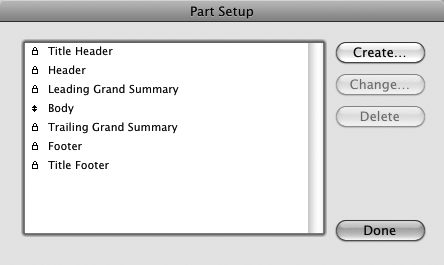 The Part Setup dialog box is a catchall for the options pertinent to layout parts. You'll find it especially useful for rearranging parts of your layout.