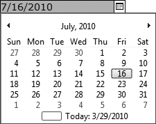 The Drop-down Calendar makes entering dates a snap. It has some sweet controls, too. When the field's empty, the current date is highlighted when the field drops down. Or, if there's data in the field already, then FileMaker highlights that date when the calendar appears.