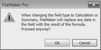 This warning is serious. Your new calculation overwrites existing data when you close the Manage Database window. But you're safe until you click OK. If you change your mind and don't want the calculation after all, just click Cancel instead, and you get the chance to discard all the changes you've made in the dialog box.