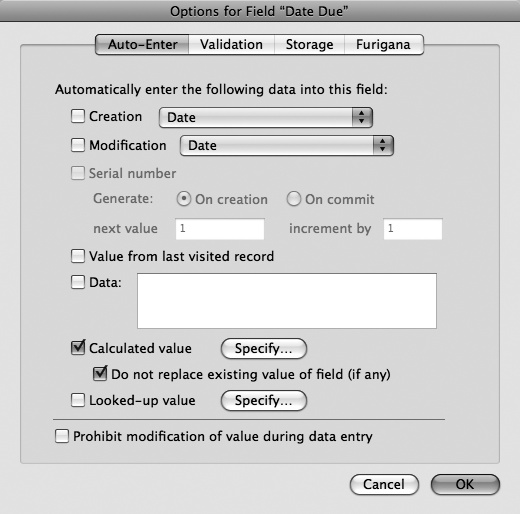 Auto-enter calculations let you protect data that's already in a field if you change the field the calculation refers to. The verbose setting here, "Do not replace existing value for field (if any)" is turned on for you. But if want an auto-enter calculation to update any time the field(s) it refers to changes, then uncheck this option.