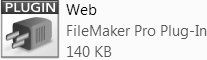 FileMaker plug-ins come in many varieties—with many names—but they all look more or less like this. This is the Windows version of the Web plug-in you get when you perform a complete install of FileMaker. When you install a new plug-in, your job is to put the file where FileMaker can find it.