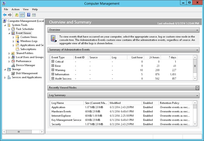 Use the Computer Management console to manage network computers and resources.