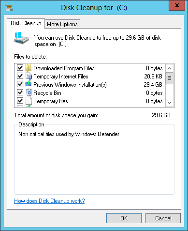 Use Disk Cleanup to help identify files that can be deleted.