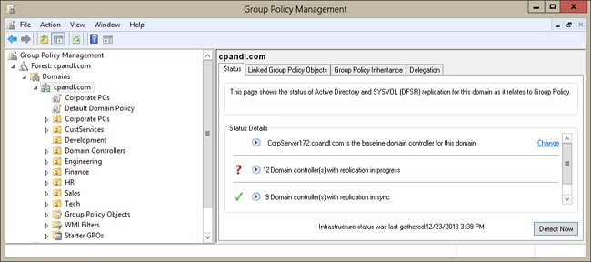 Access GPOs for domains, OUs, and sites.