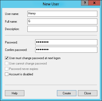 Configure new workstation accounts by using the New User dialog box in Local Users And Groups.