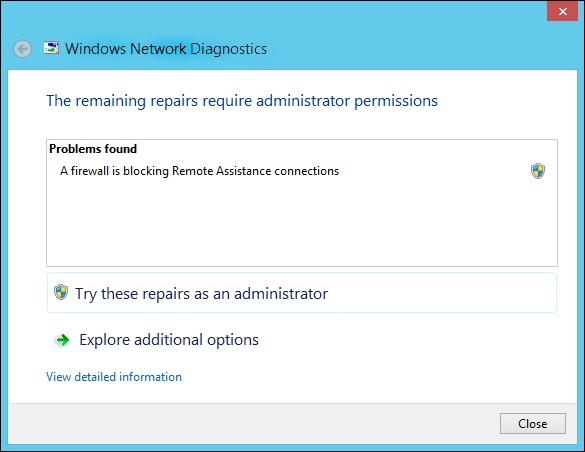 A firewall is blocking Remote Assistance connections.