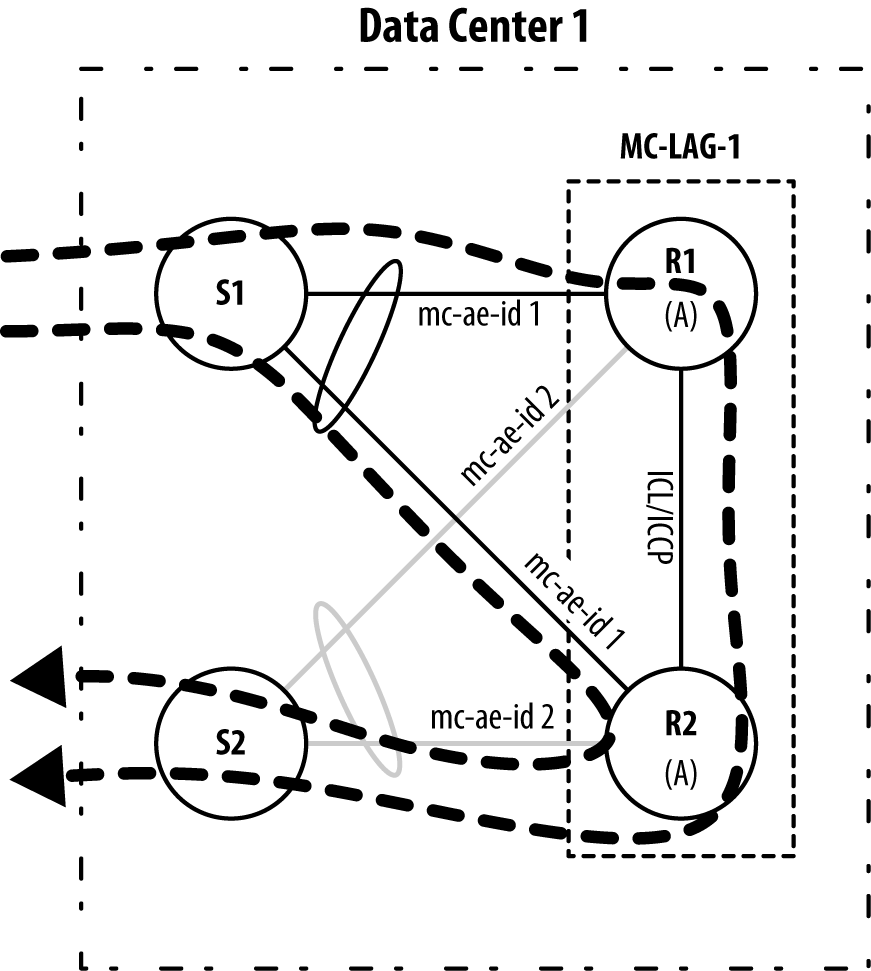 MC-LAG Case Study: Intradata Center Packet Paths.