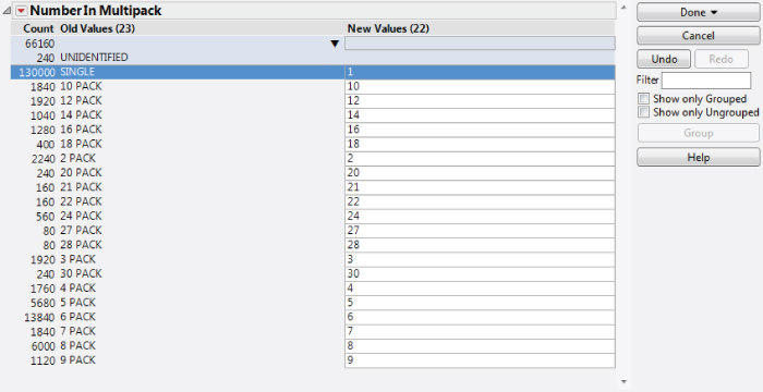 Snapshot showing how to Record Number in Multipack.