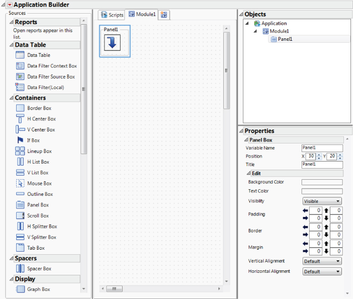 Snapshot showing how to Start Building  User Interface with a PanelBox ().