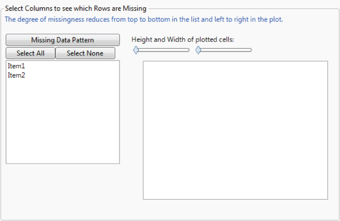 Snapshot of Missing Data User Interface from Application Builder.