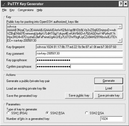 PuTTYgen, the key generator