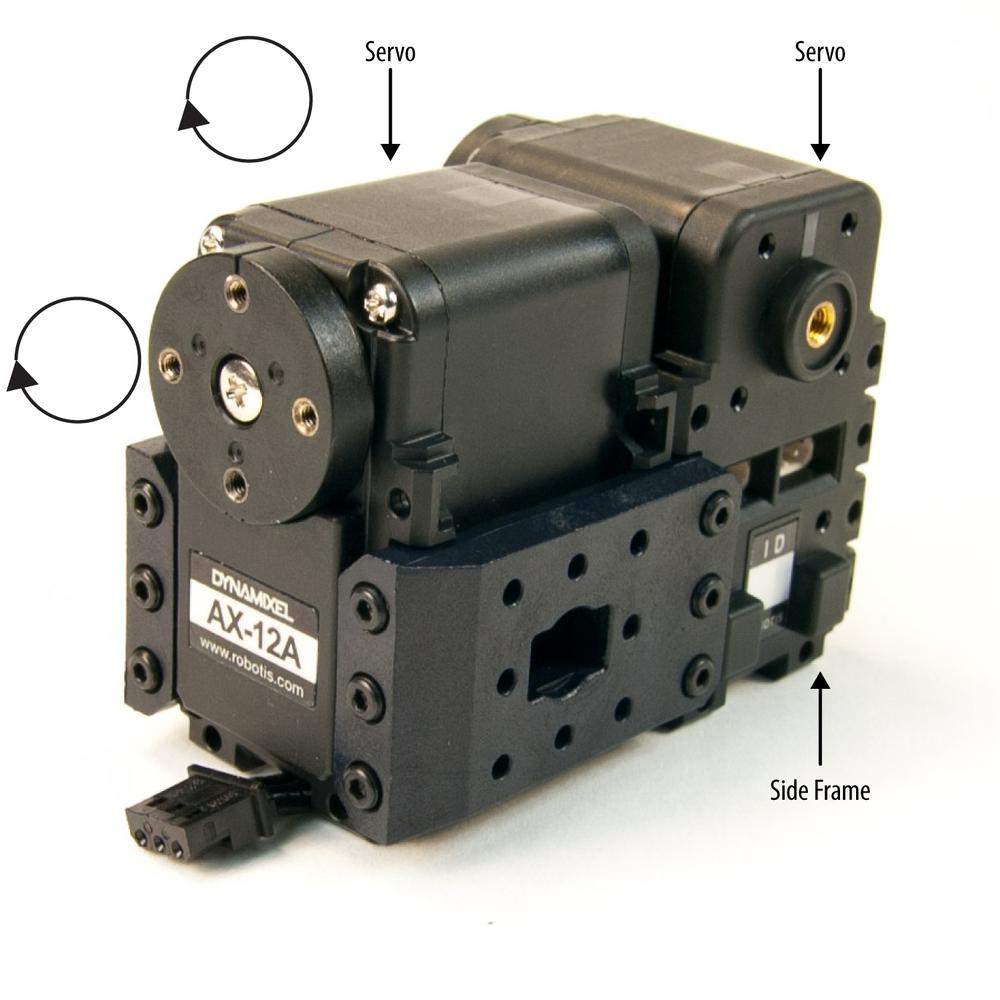 Example 2X axis servo configuration: Dynamixel AX-12A Robot Actuator from Robotis (photo: Trossen Robotics, LLC)