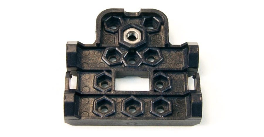 Example frame designed for the Dynamixel AX-12A Robot Actuator from the Trossen Robotics Jimmy Kit (photo: Trossen Robotics, LLC)