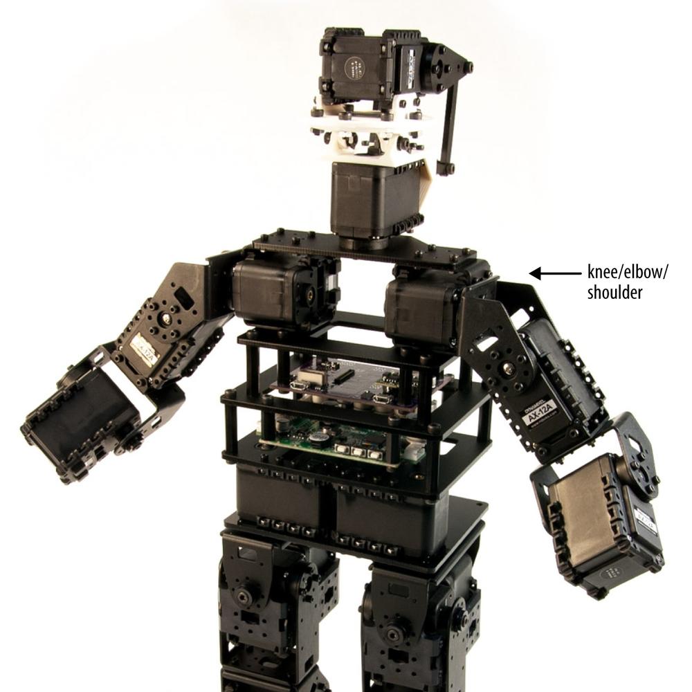 Final arms connected to the hip/torso section at the shoulder from the Trossen Robotics Jimmy Kit (photo: Trossen Robotics, LLC)