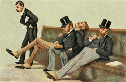 LORD RANDOLPH CHURCHILL SIR HENRY WOLFF MR. BALFOUR. MR. GORST. THE FOURTH PARTY. Reproduced from Leslie Ward’s Cartoon, December 1st, 1880, by permission of the proprietors of "Vanity Fair."