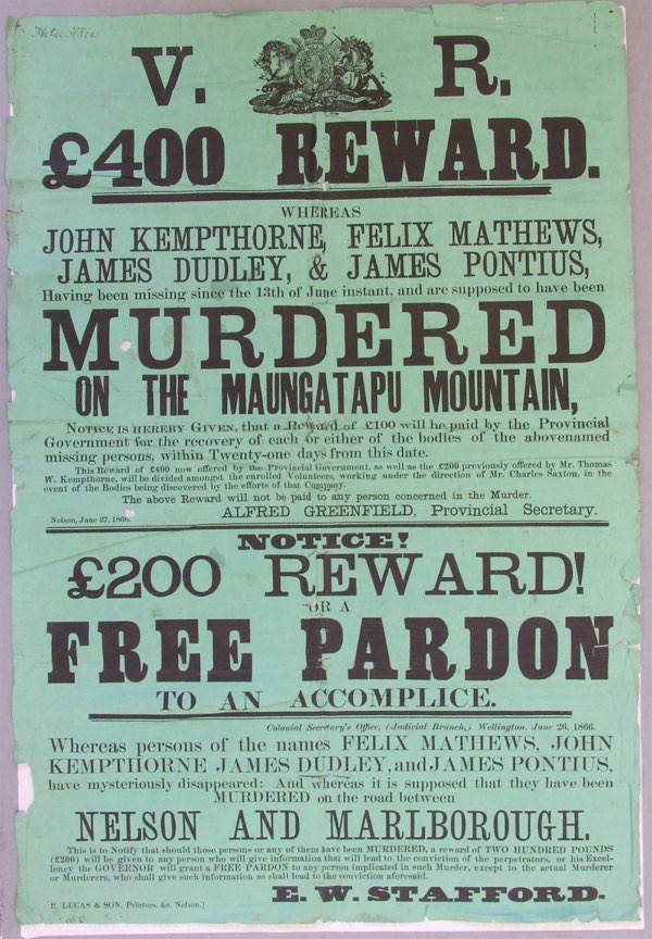 Old poster offering £400 reward