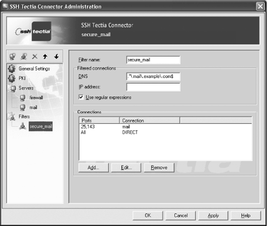 Filter rules for forwarding outgoing connections