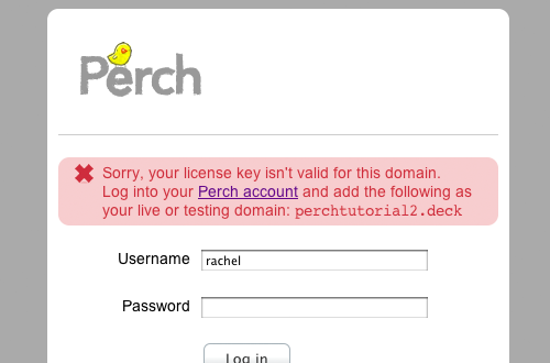 Perch new error message