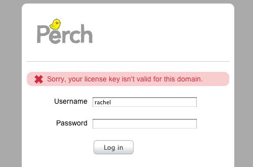 Perch old error message