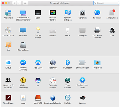 Der macOS-Dialog »Systemeinstellungen«
