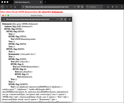 Die DOM-Baumstrukturanalyse in Aktion