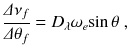 
$$\displaystyle{ \frac{\varDelta \nu _{f}} {\varDelta \theta _{f}} = D_{\lambda }\omega _{e}\!\sin \theta \;, }$$
