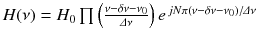 
$$H(\nu ) = H_{0}\prod \left (\frac{\nu -\delta \nu -\nu _{0}} {\varDelta \nu } \right )e^{\,jN\pi (\nu -\delta \nu -\nu _{0})/\varDelta \nu }$$
