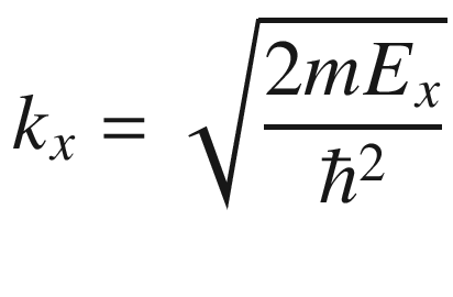 $$ k_{x} = \sqrt {\frac{{2mE_{x} }}{{\hbar^{2} }}} $$