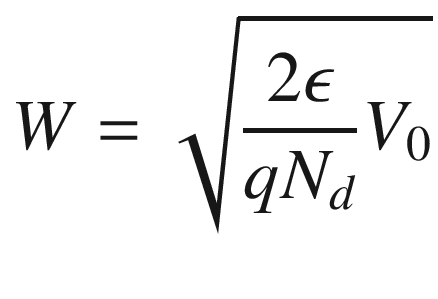 $$ W = \sqrt {\frac{2\epsilon }{{qN_{d} }}V_{0} } $$