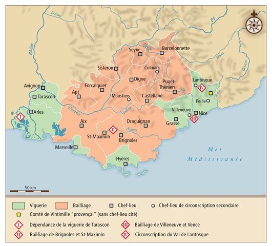 Les circonscriptions administratives des comtés de Provence et de Forcalquier vers 1263-1264