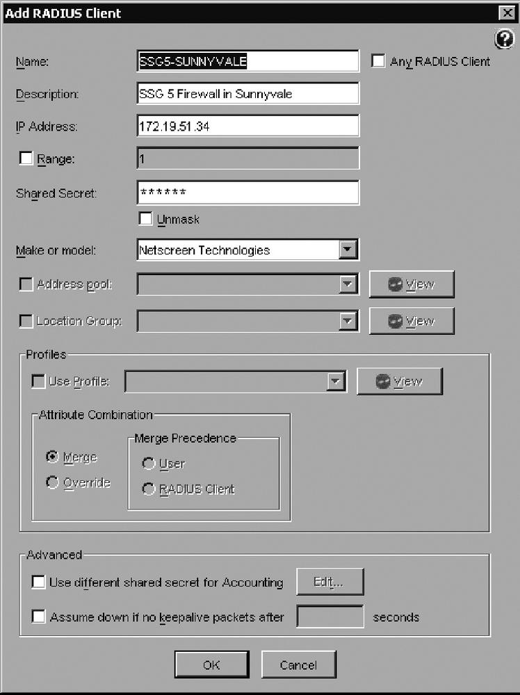 Configuring the new RADIUS client