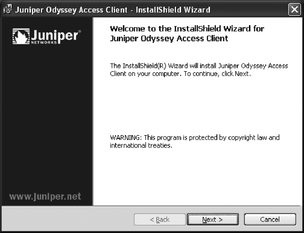 Installing the Odyssey Access Client on the PC