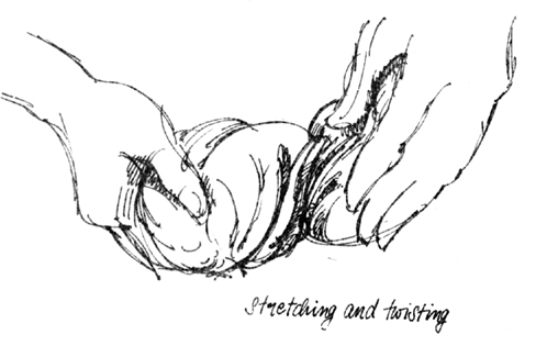 Sketch: Stretching and twisting the dough