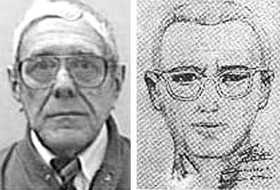  Left: photo of Joe Chandler. Right: composite sketch of the Zodiac Killer.