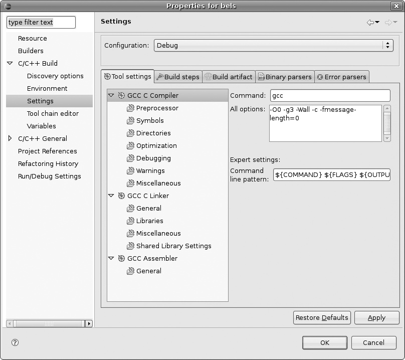 Eclipse Project Properties Sheet
              Screenshot