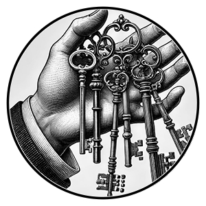 A hand holding a bunch of keys  Description automatically generated